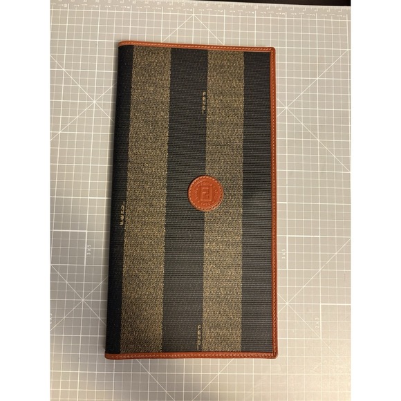 Fendi Handbags - New Vintage FENDI Italy Pequin Stripe Travel Wallet Travelers Notebook